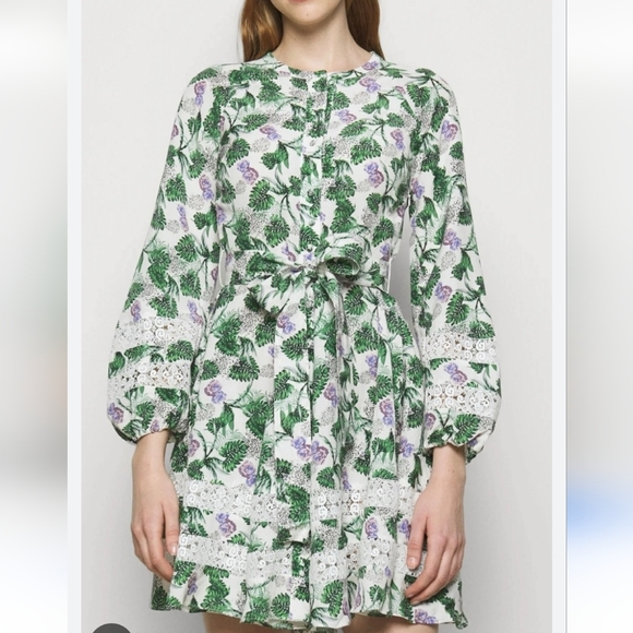 Maje Dresses & Skirts - Maje Roman floral print lace inset mini dress Size Medium